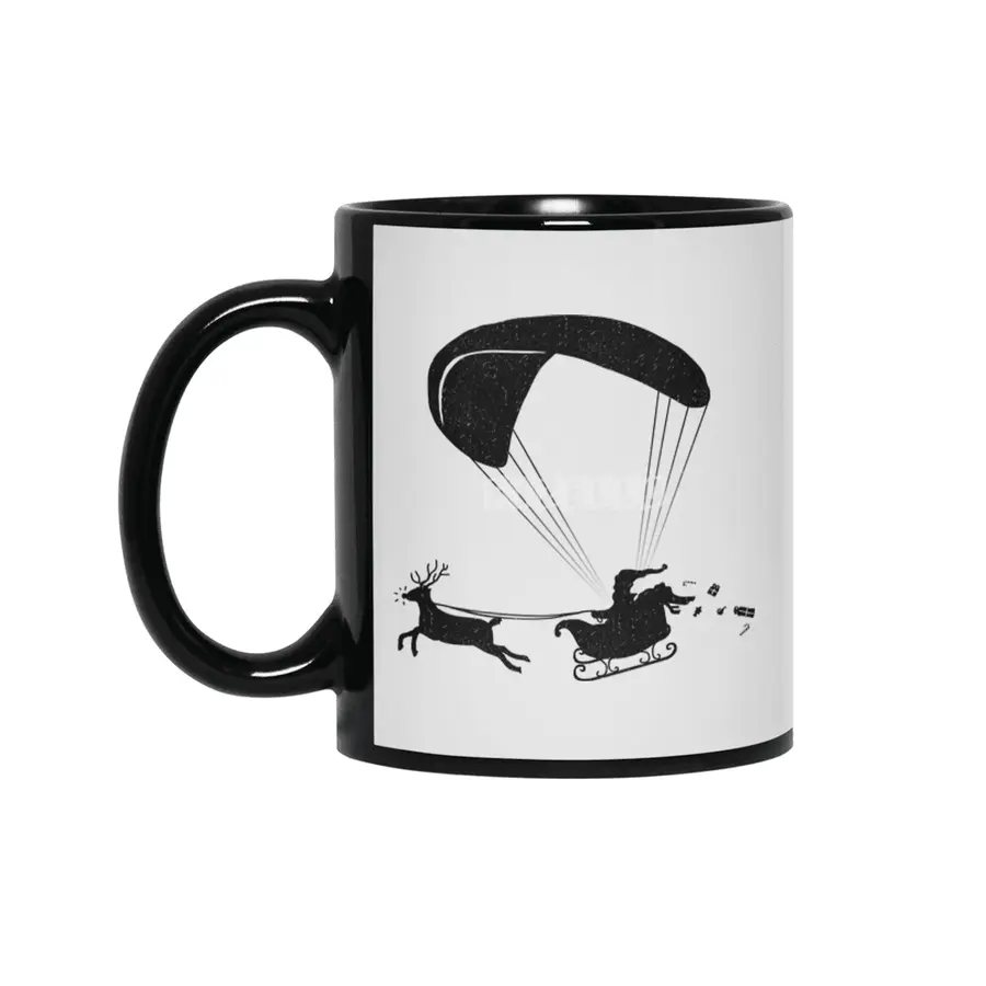 Happy Holidays - Paragliding Santa - Textless Siyah Kupa
