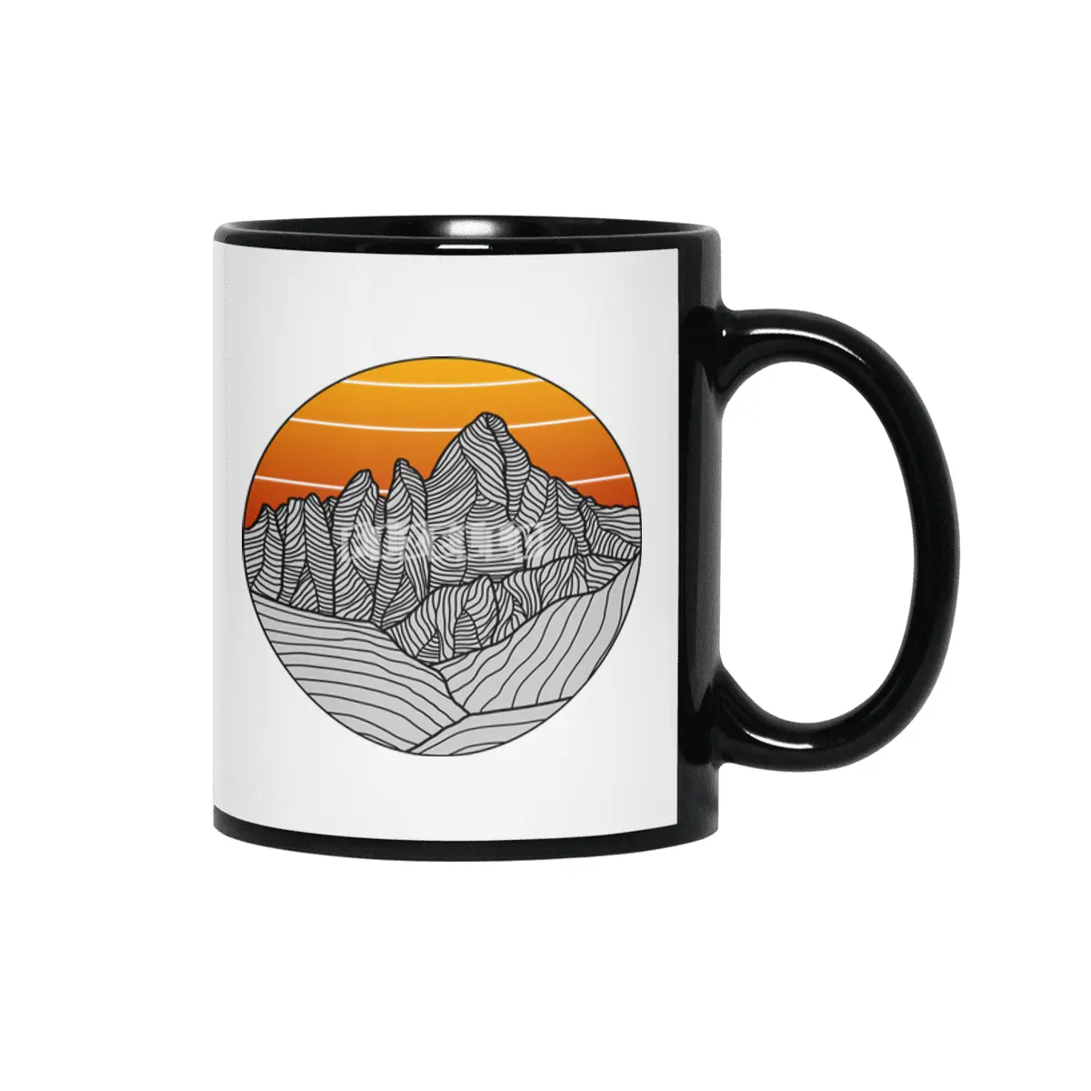 Mountain Sunset/Sky Siyah Kupa