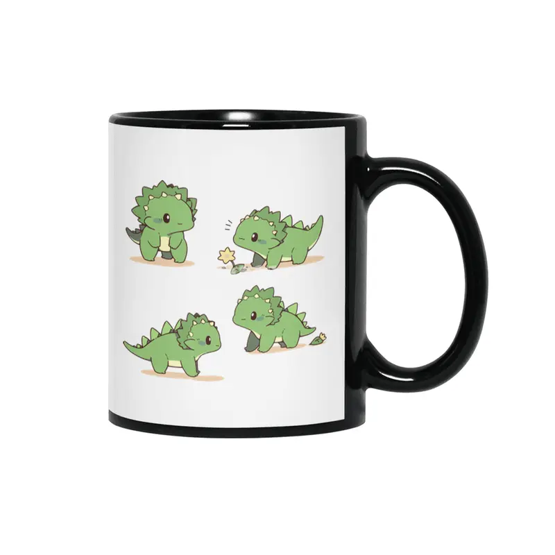 Cute Dinosaurs Siyah Kupa