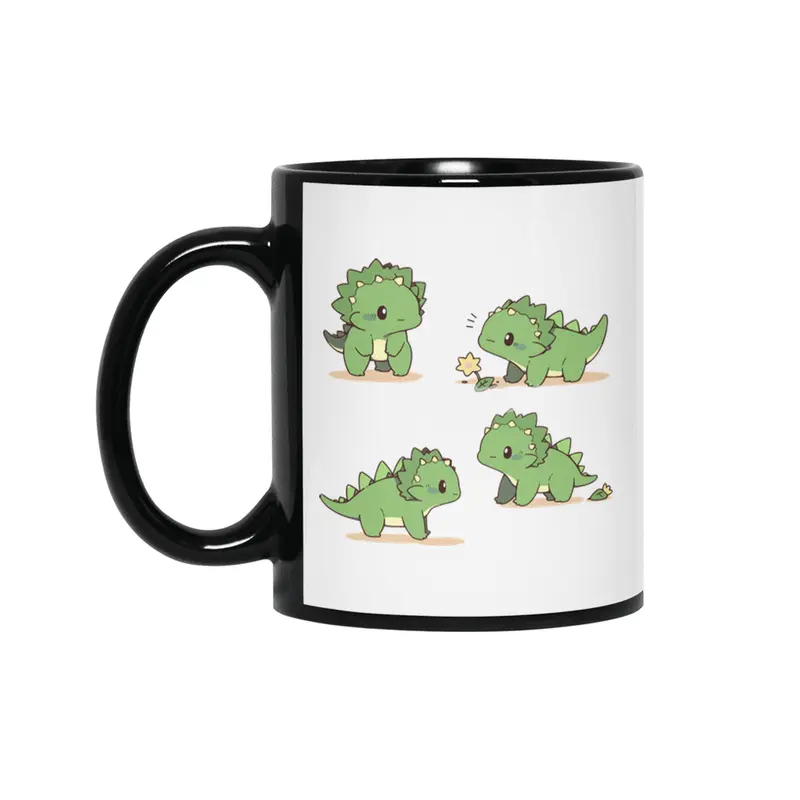 Cute Dinosaurs Siyah Kupa