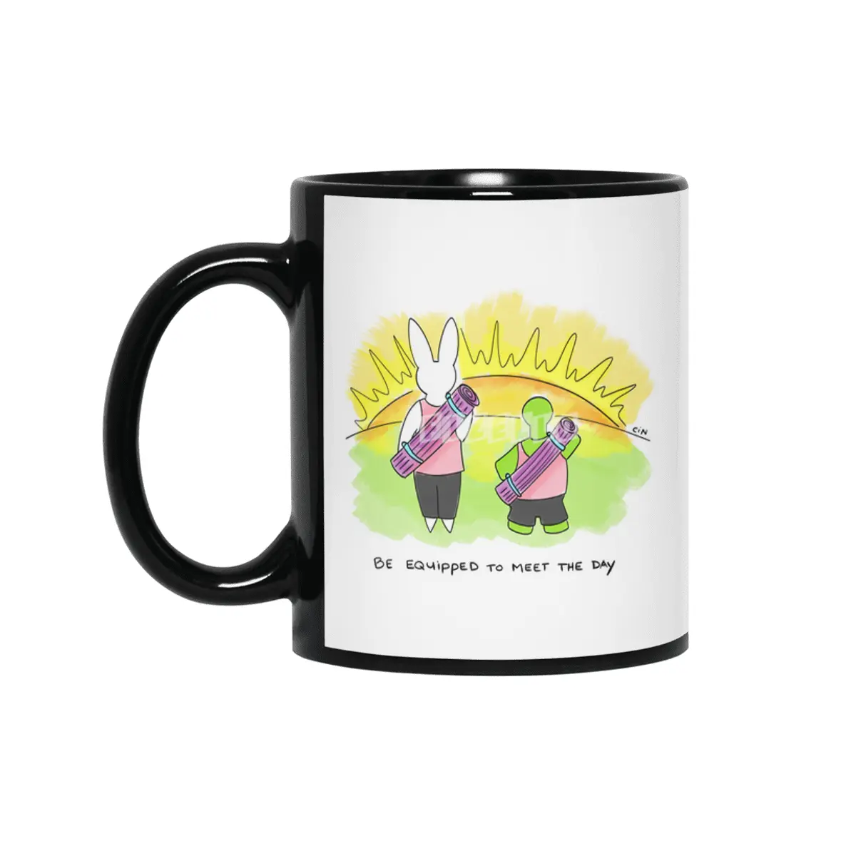 Bunny Daze Yoga - Be Equipped To Meet The Day Siyah Kupa