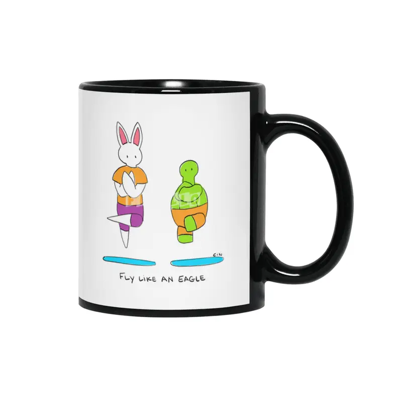 Bunny Daze Yoga - Fly Like An Eagle Siyah Kupa