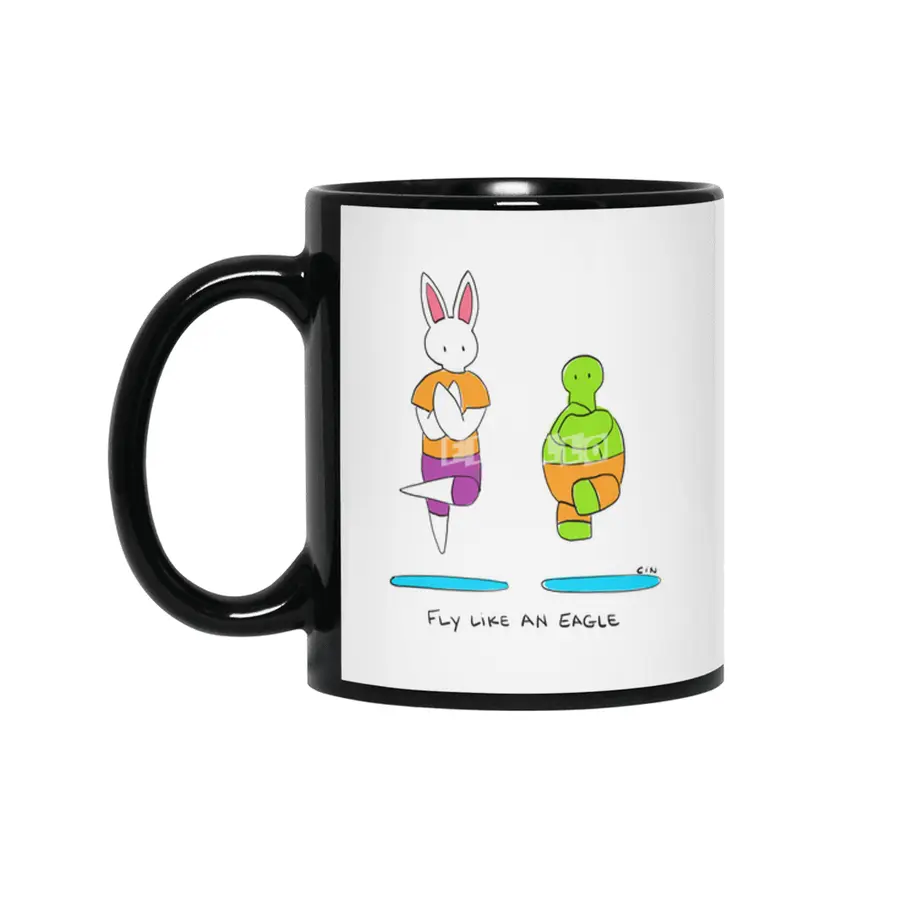 Bunny Daze Yoga - Fly Like An Eagle Siyah Kupa