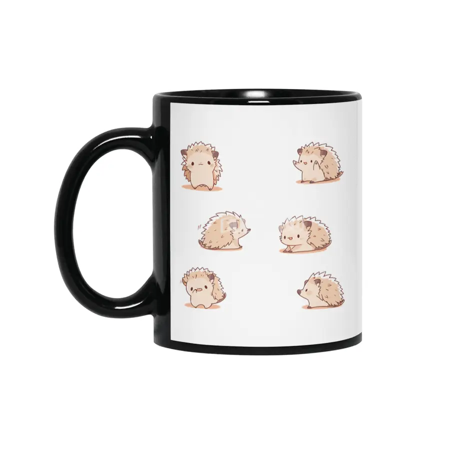 Cute Hedgehog Siyah Kupa
