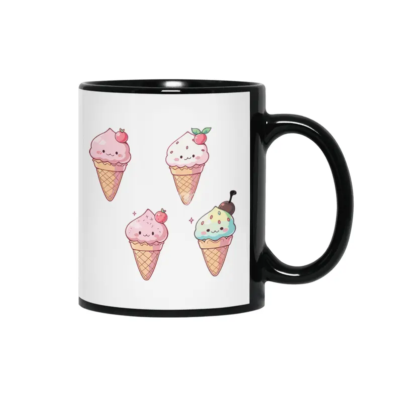 Cute Ice Cream Siyah Kupa