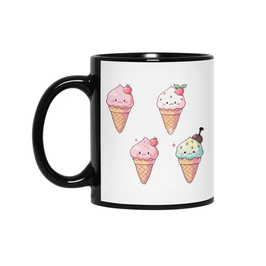 Cute Ice Cream Siyah Kupa