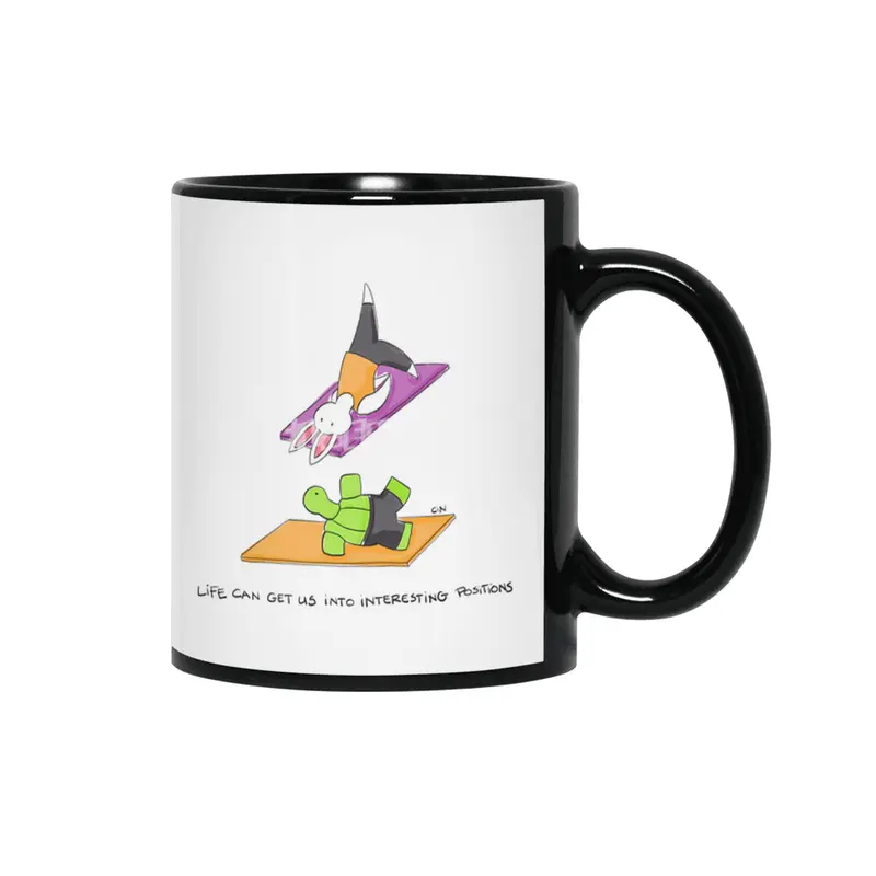 Bunny Daze Yoga - Life Can Get Us Into Interesting Positions Siyah Kupa