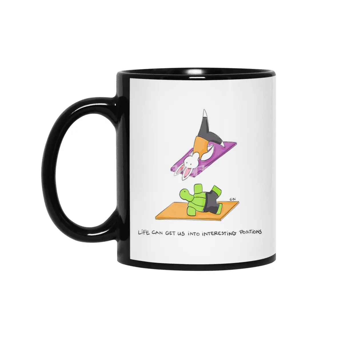 Bunny Daze Yoga - Life Can Get Us Into Interesting Positions Siyah Kupa
