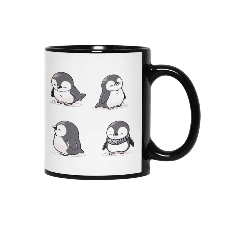 Cute Penguin Siyah Kupa