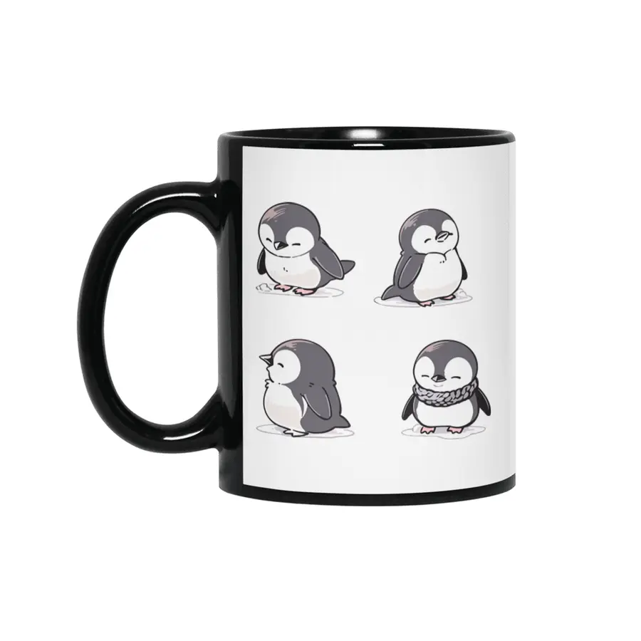 Cute Penguin Siyah Kupa