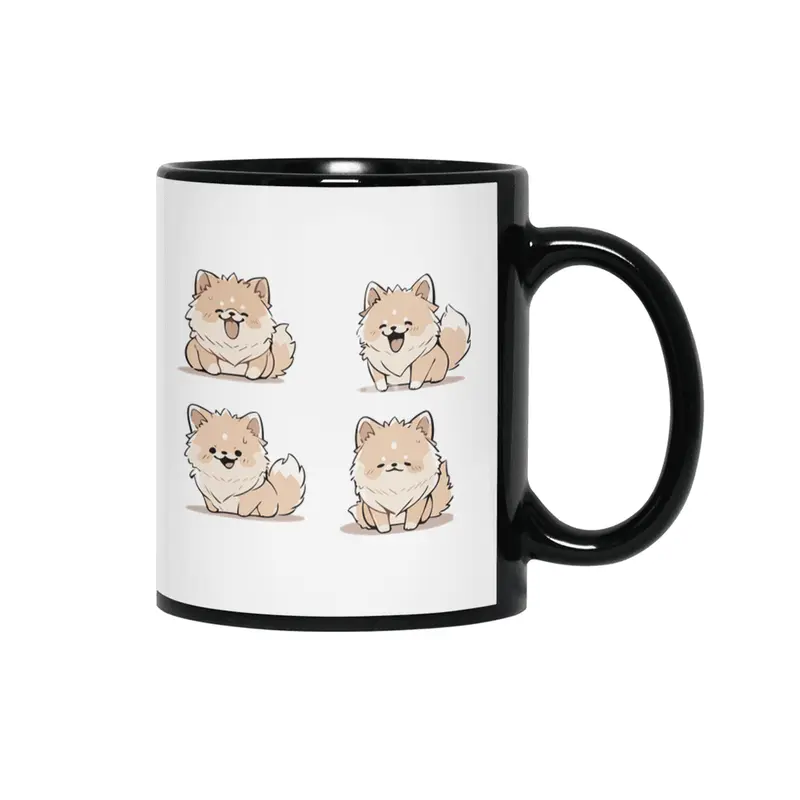 Cute Pomeranian Dog Siyah Kupa