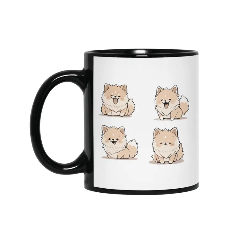 Cute Pomeranian Dog Siyah Kupa