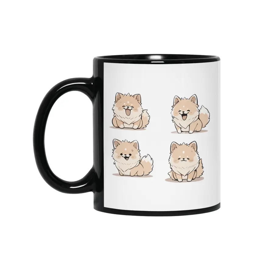 Cute Pomeranian Dog Siyah Kupa