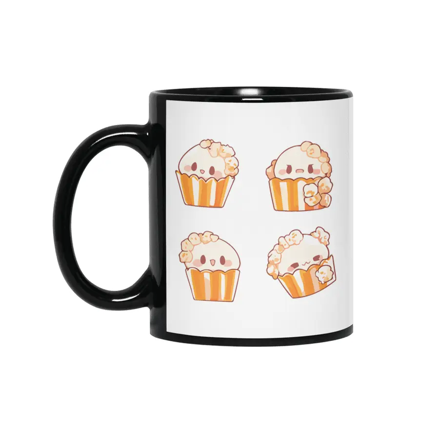 Cute Popcorn Siyah Kupa