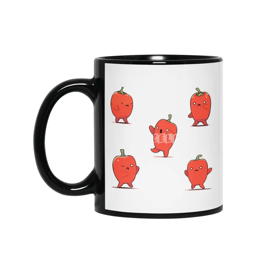 Cute Red Pepper Siyah Kupa