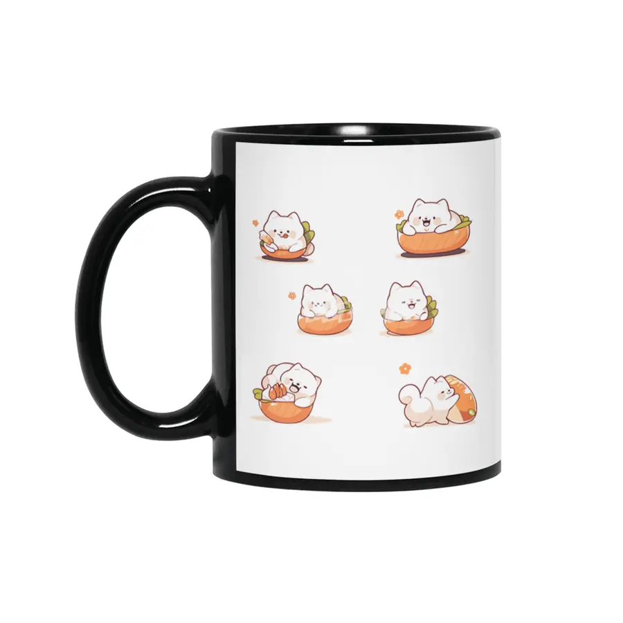 Cute Sushi Dog Siyah Kupa
