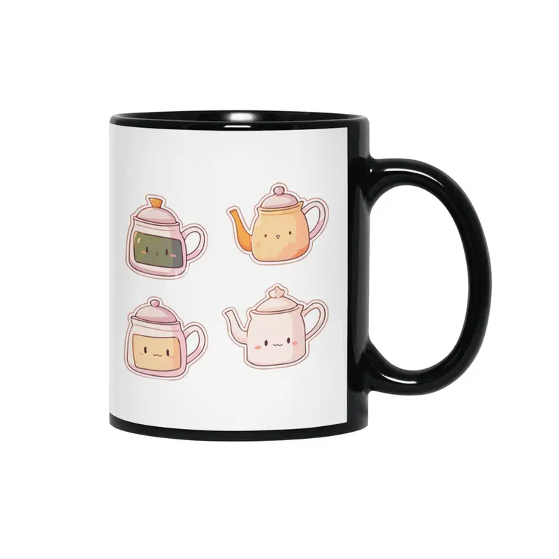 Cute Tea Kettle Siyah Kupa
