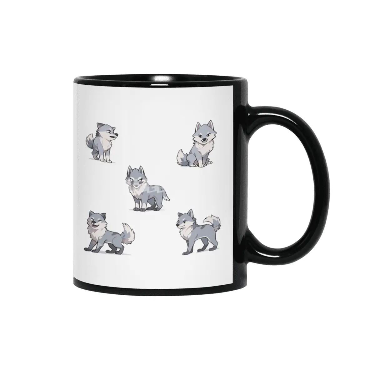 Cute Wolf Siyah Kupa