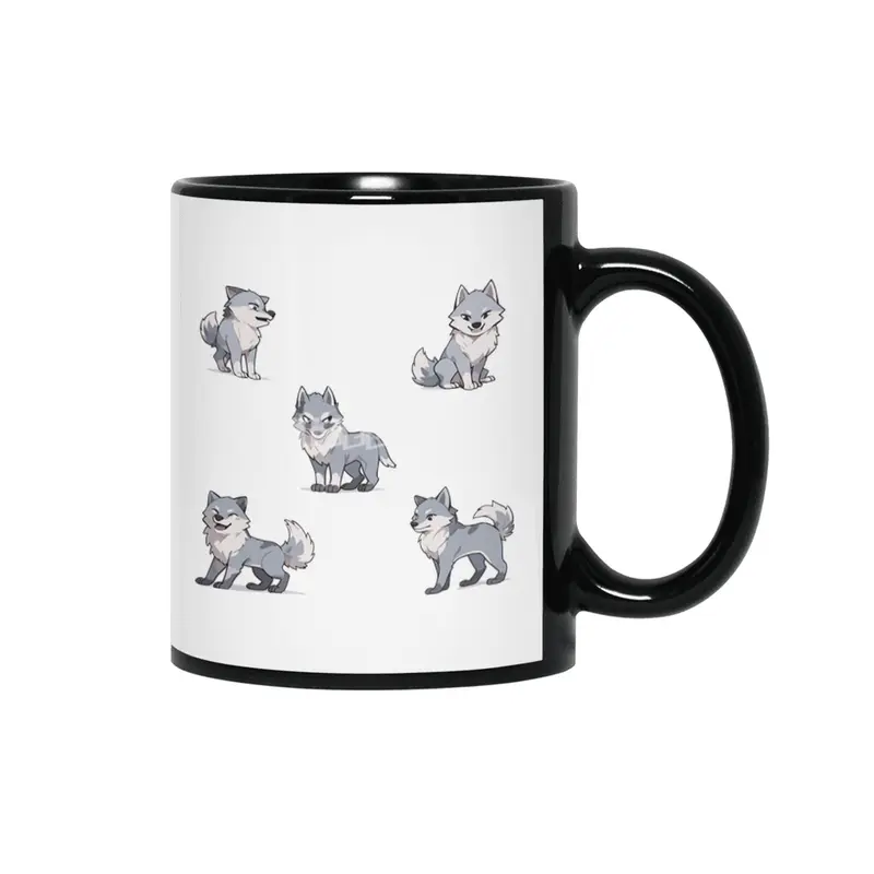 Cute Wolf Siyah Kupa