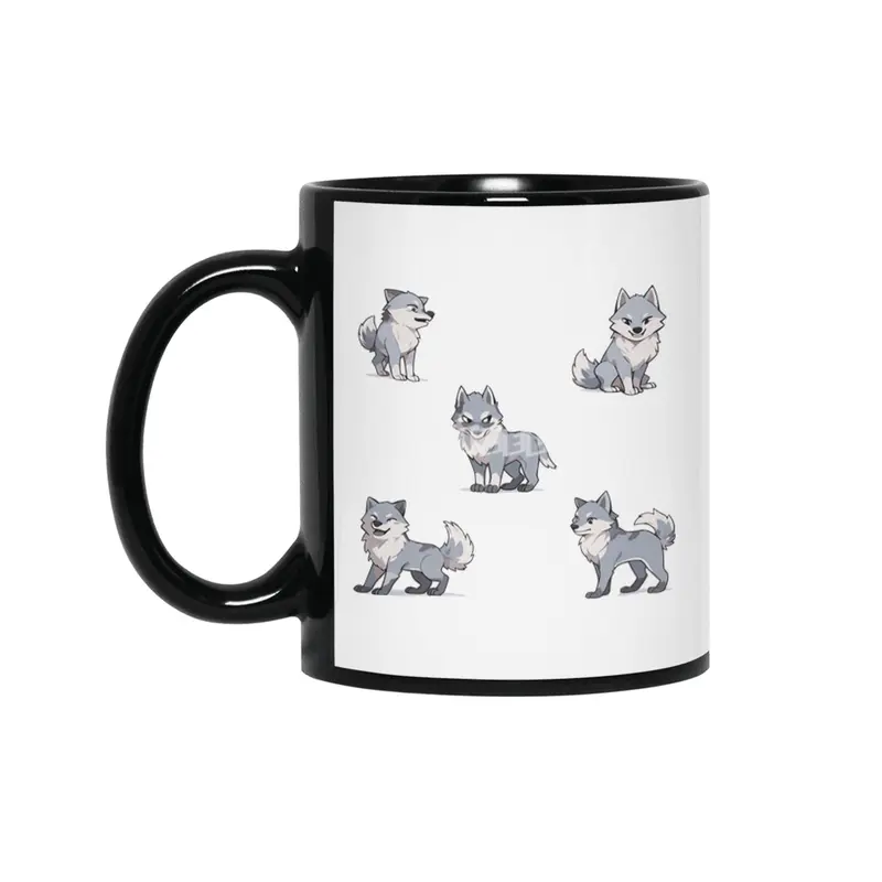 Cute Wolf Siyah Kupa