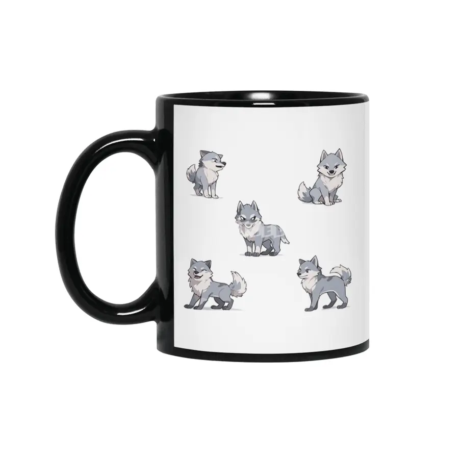 Cute Wolf Siyah Kupa