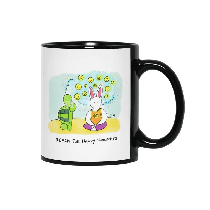 Bunny Daze Yoga - Reach For Happy Thoughts Siyah Kupa