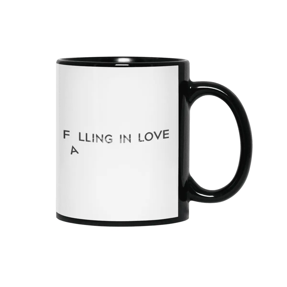 Valentines day gift with Falling in love minimalist words Siyah Kupa