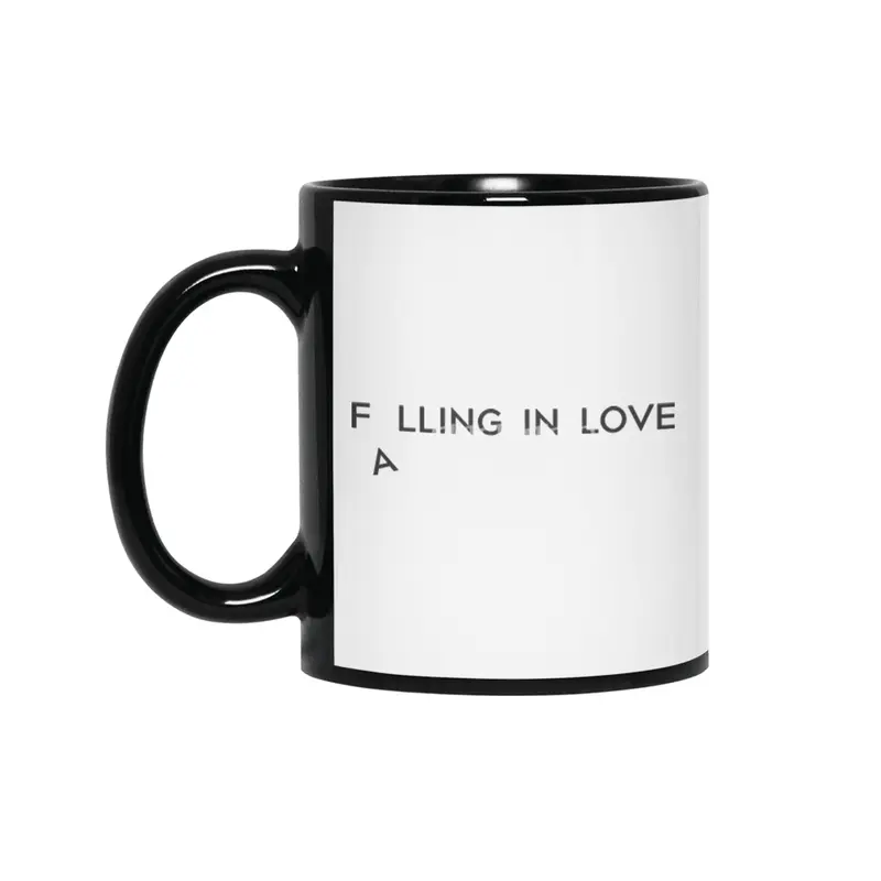 Valentines day gift with Falling in love minimalist words Siyah Kupa