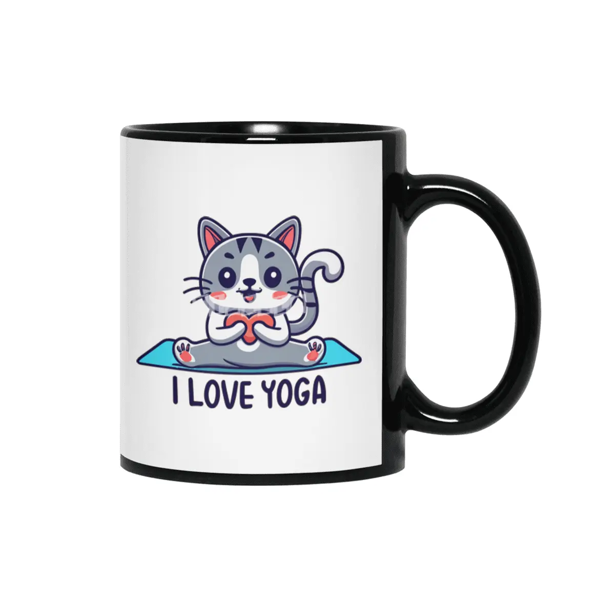 I love yoga cat Siyah Kupa