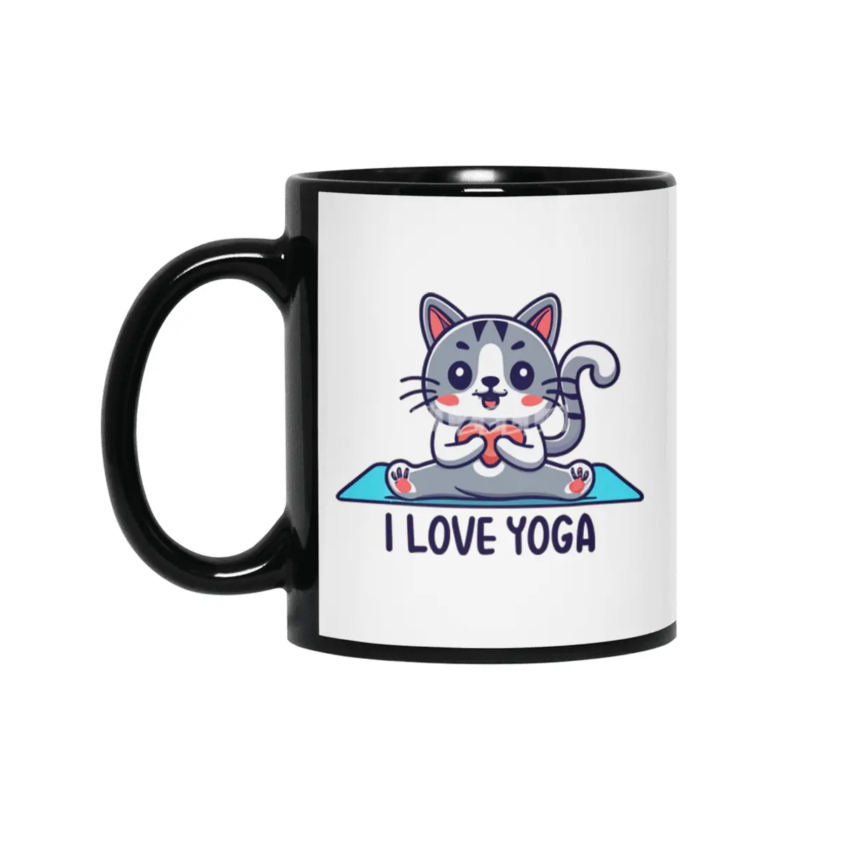 I love yoga cat Siyah Kupa