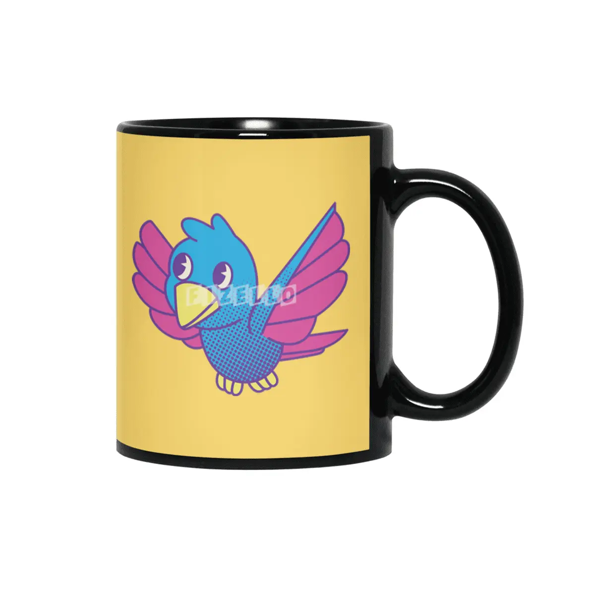 Cute Retro Bird Siyah Kupa
