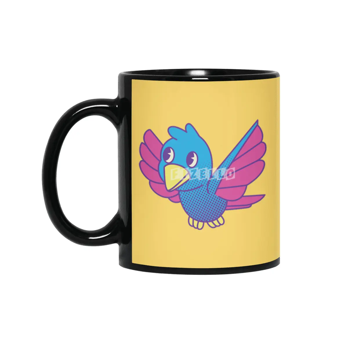Cute Retro Bird Siyah Kupa