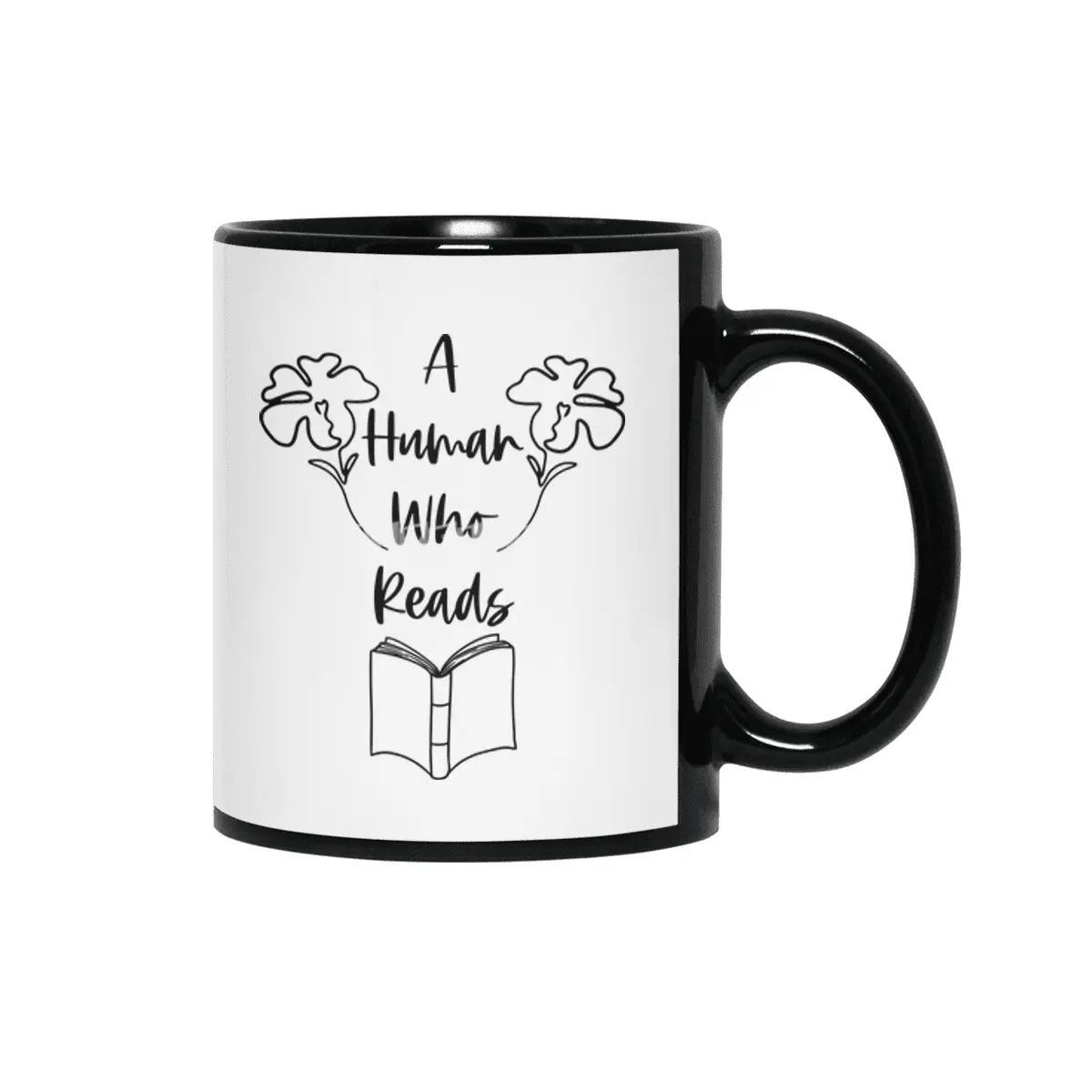 A Human Who Reads - Black - Reader Sayings Book Quotes Siyah Kupa