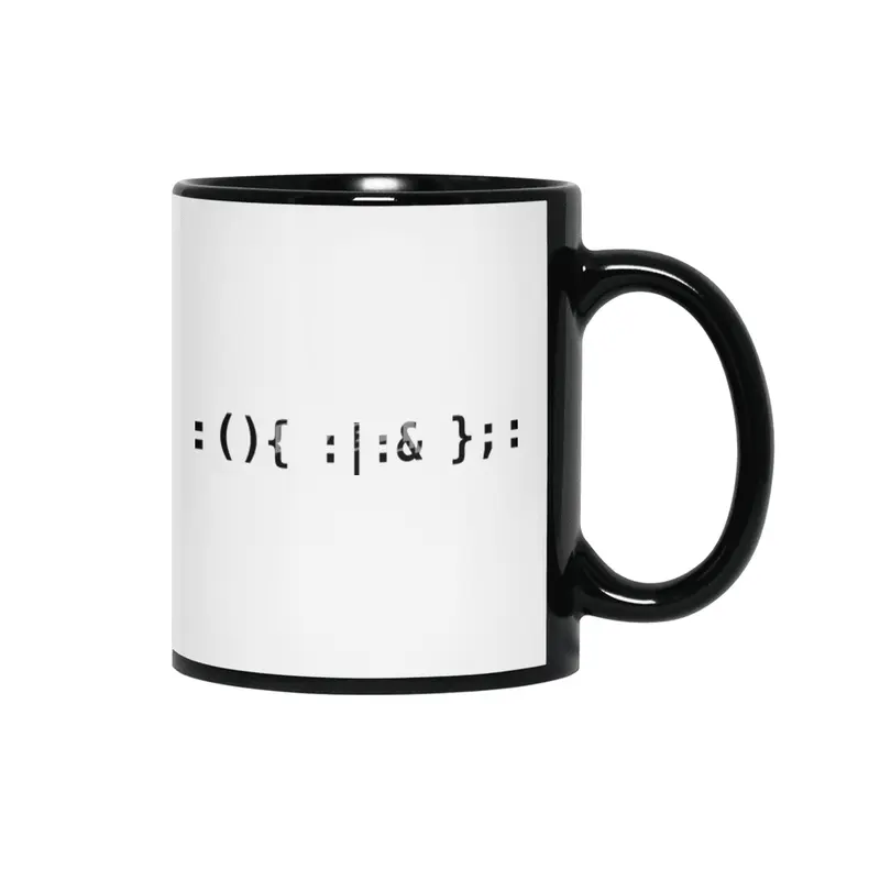 Bash Fork Bomb - Black Text Design for Unix/Linux Hackers Siyah Kupa