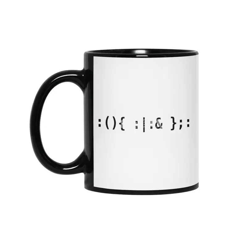 Bash Fork Bomb - Black Text Design for Unix/Linux Hackers Siyah Kupa