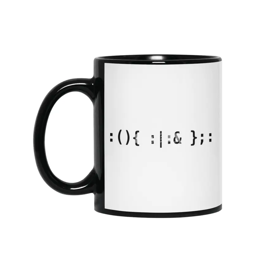 Bash Fork Bomb - Black Text Design for Unix/Linux Hackers Siyah Kupa