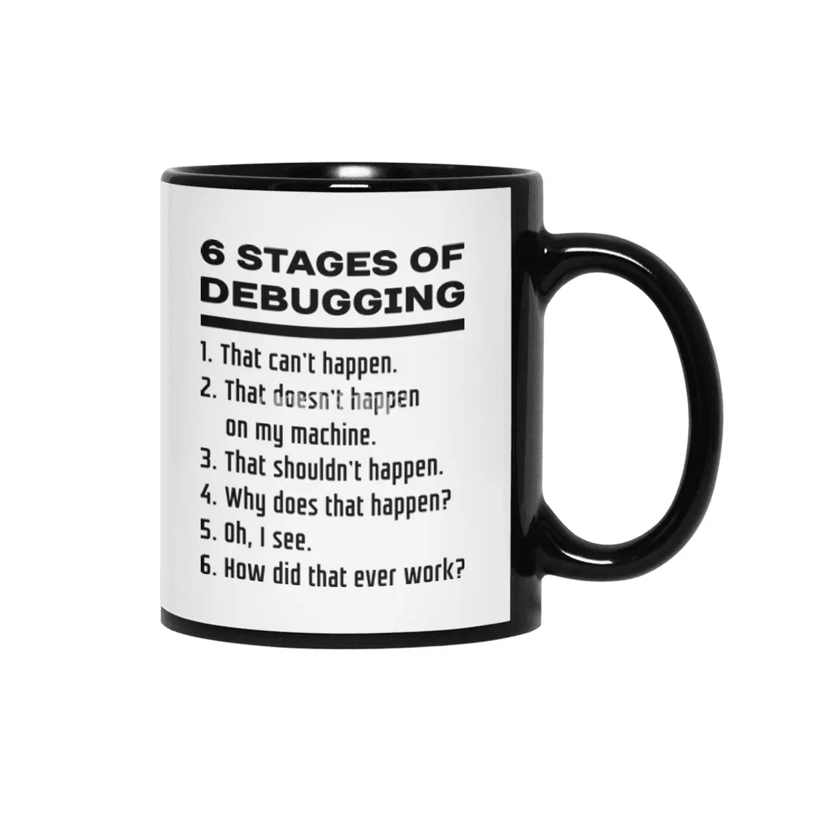 Six Stages of Debugging: Black on White Design for Programmers Siyah Kupa