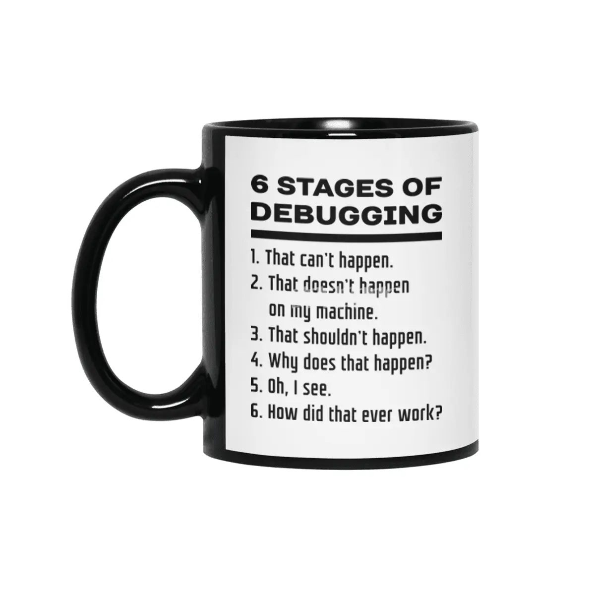 Six Stages of Debugging: Black on White Design for Programmers Siyah Kupa