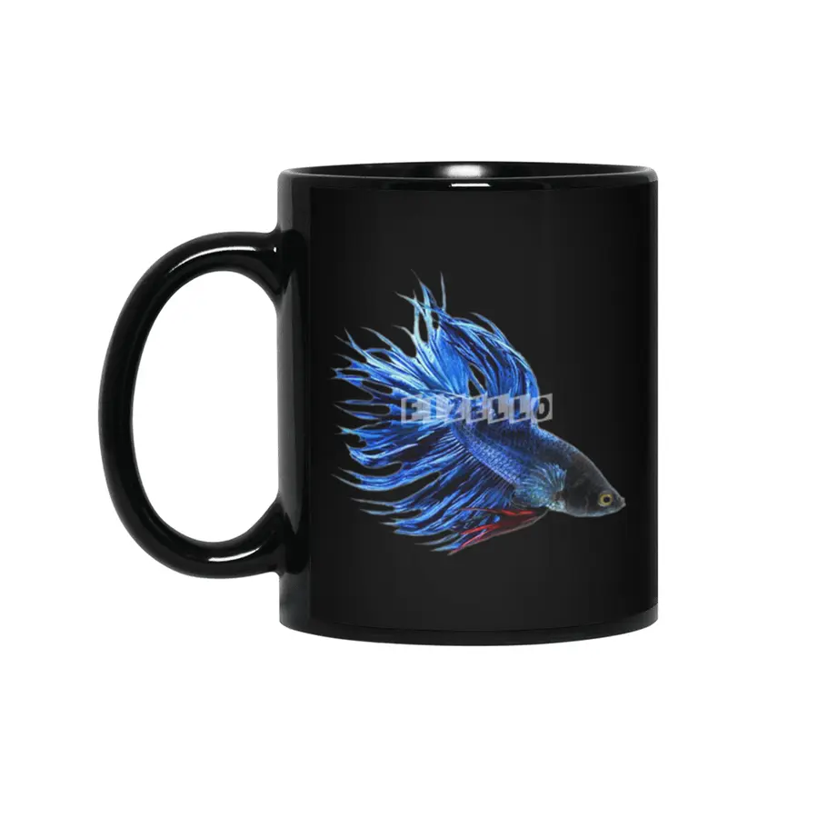 Royal Blue and Red Betta Fish Crowntail Male Swimming Beautiful Colors Siyah Kupa