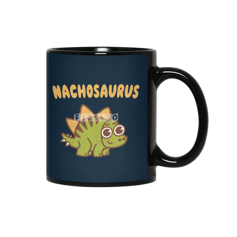 Kawaii Cute Nachosaurus Dinosaur Mexican Nacho Stegosaurus Siyah Kupa