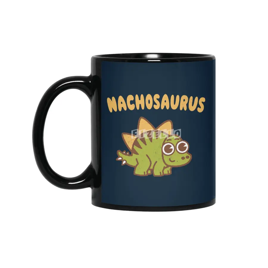 Kawaii Cute Nachosaurus Dinosaur Mexican Nacho Stegosaurus Siyah Kupa
