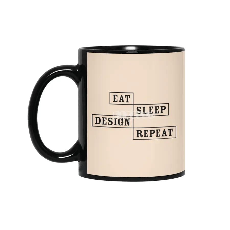 Eat Sleep Design Repeat Siyah Kupa