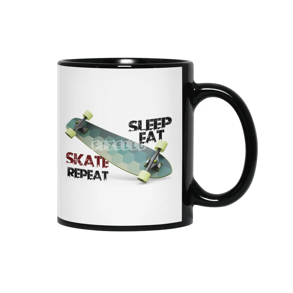 eat sleep skate repeat,skateboard T-shirt Siyah Kupa