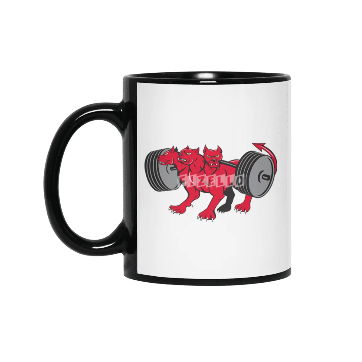 Cerberus Multi-headed Dog Hellhound Powerlifting Barbell Cartoon Siyah Kupa