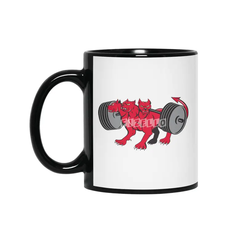 Cerberus Multi-headed Dog Hellhound Powerlifting Barbell Cartoon Siyah Kupa