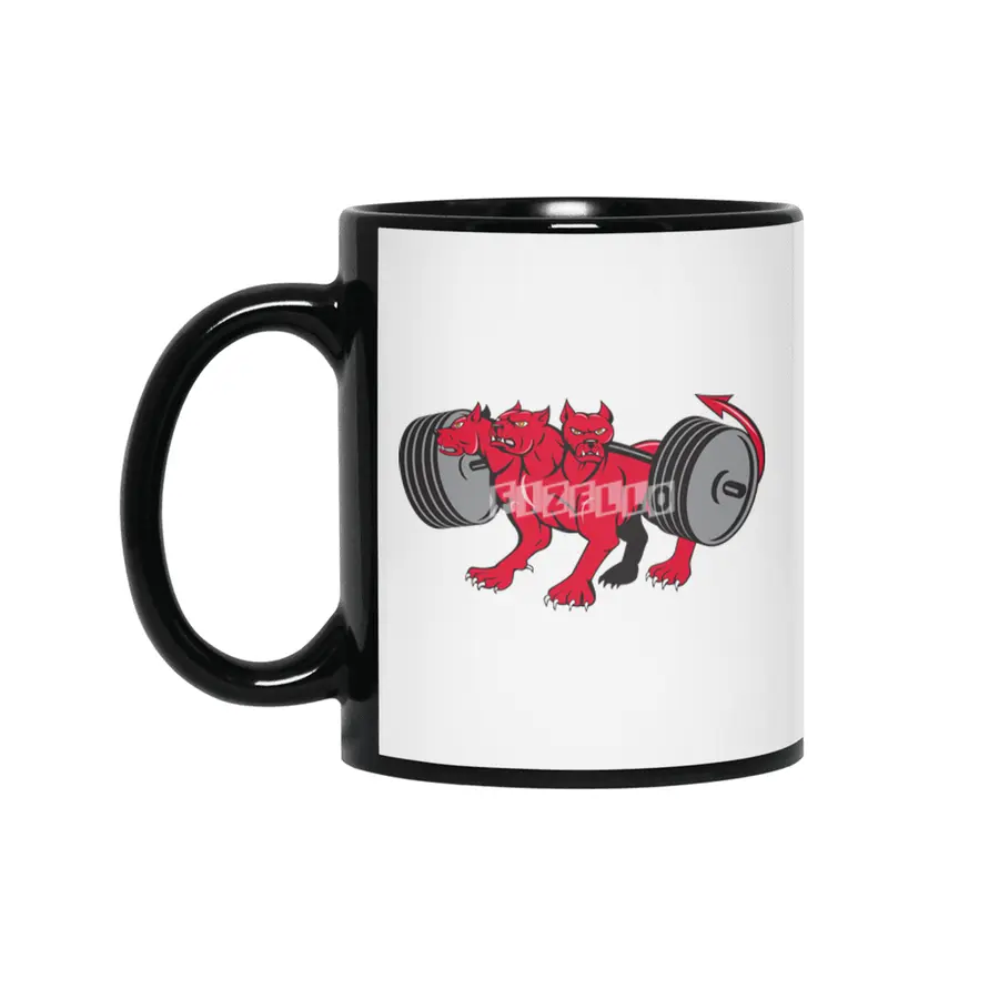 Cerberus Multi-headed Dog Hellhound Powerlifting Barbell Cartoon Siyah Kupa