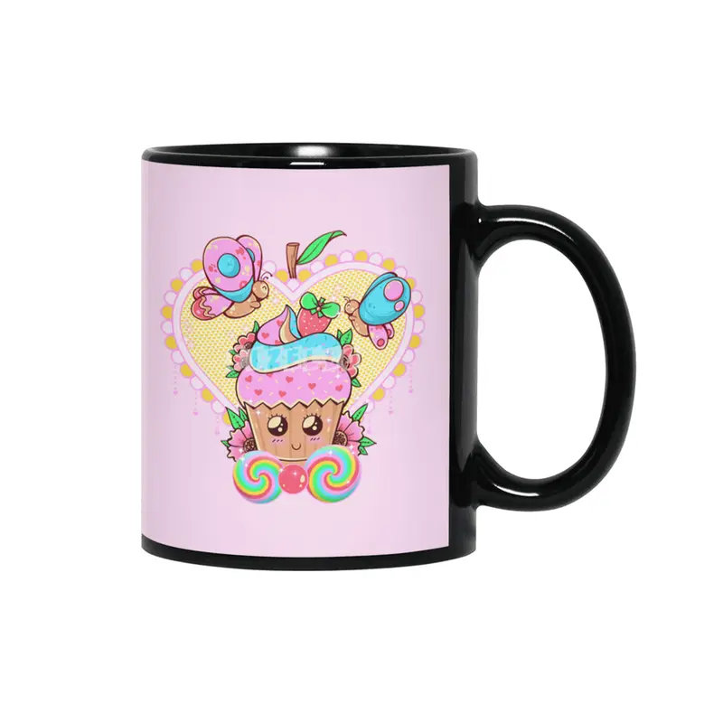 Kawaii Cupcake Siyah Kupa