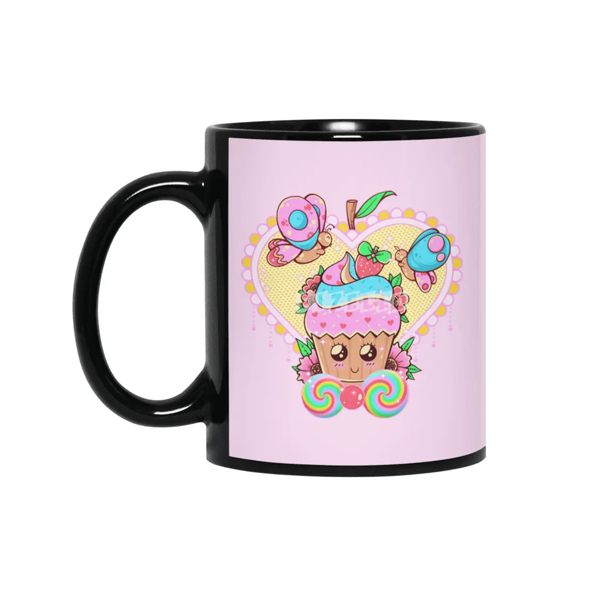 Kawaii Cupcake Siyah Kupa