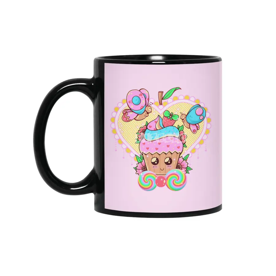 Kawaii Cupcake Siyah Kupa