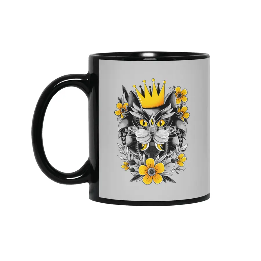 King of Purr Siyah Kupa
